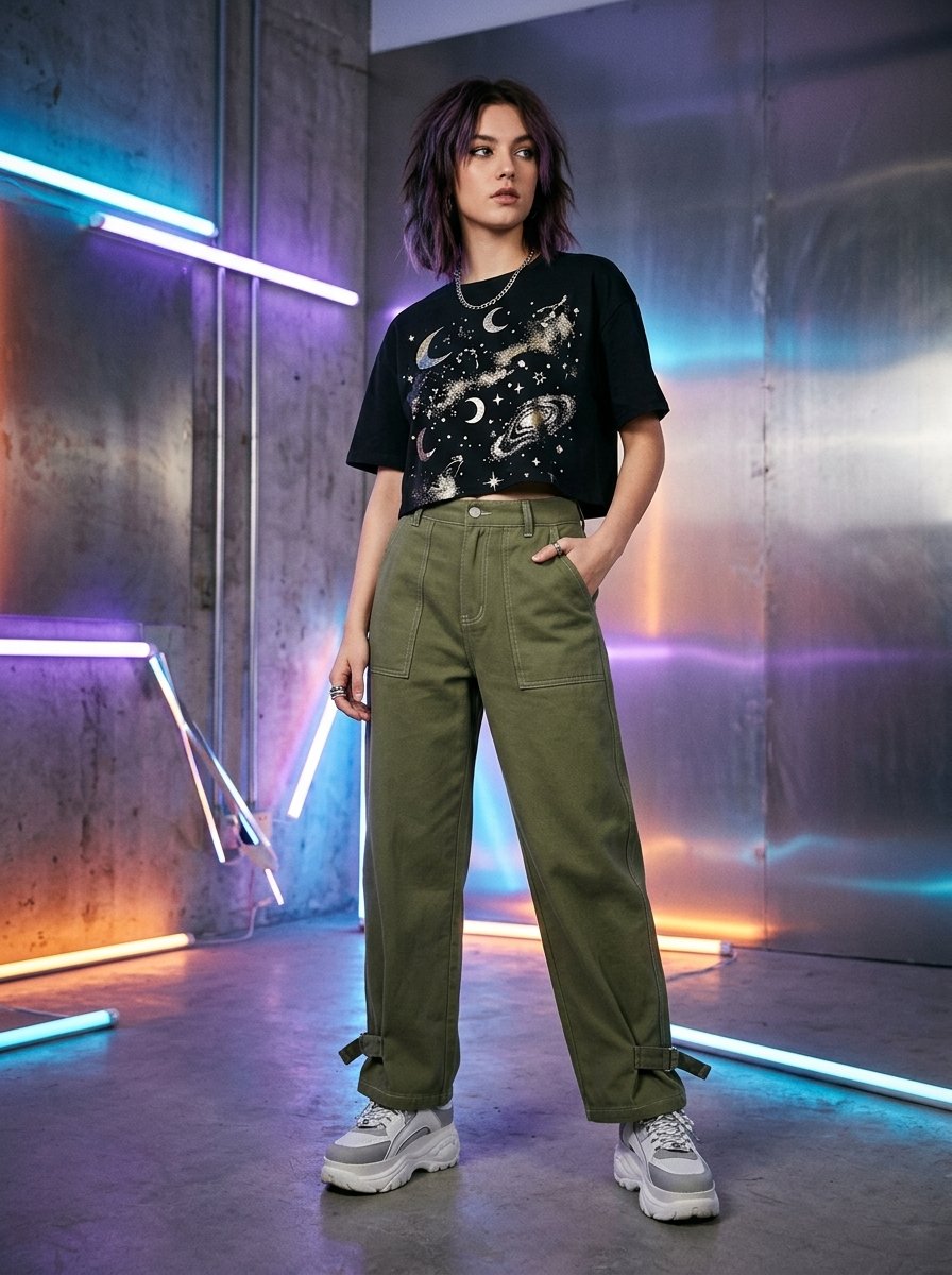 Celestial Reality Astra Boxy Crop Tee Lifestyle